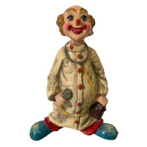 Alvarez Meifiso Handmade Paper Mache Clown Doctor Figurine Signed Circus Decor